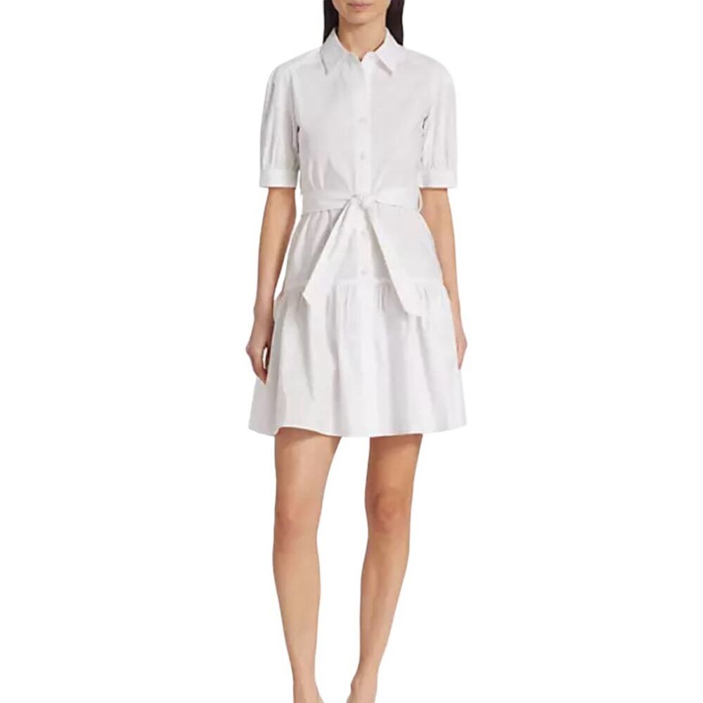 DEREK LAM 10 CROSBY White Luma Belted A-Line Shirtdress Women’s